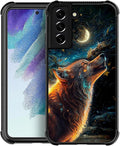 for Samsung Galaxy S22 Case, Star Cave Hungry Wolf Pattern Graphic Design Girl by FKBRCL4U