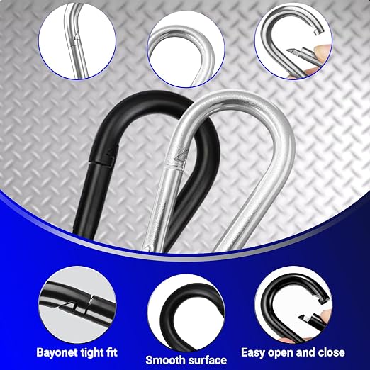 12 Pack 2" Heavy Duty Carabiner Clips, M5 Sliver Galvanized Steel Spring Snap - Image 5