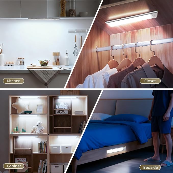 10inch Under Cabinet Lighting, 4 Pack Rechargeable Motion Sensor Light Indoor - Image 8