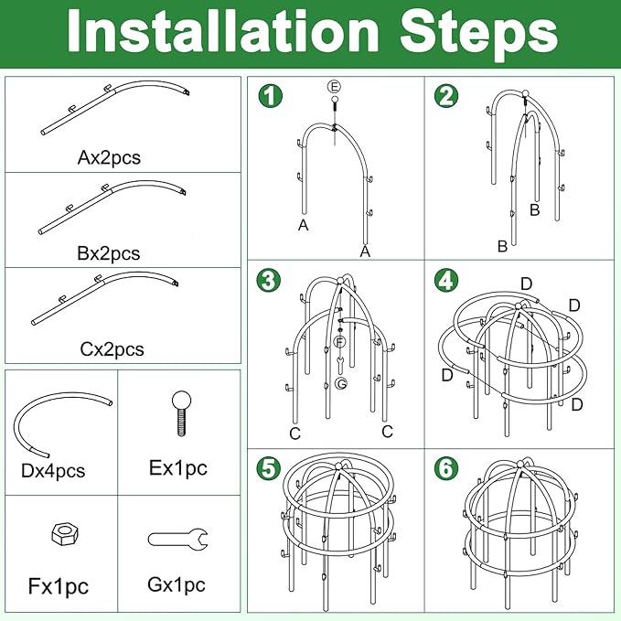 4 Pcs Jardin Bird Cage Plant Support 25" H Large Sturdy Grow-Through Flower Support Peony Cage Climbing Plant Support Trellis Sculptural Garden Decor for Perennial Flowers Vintage Gold