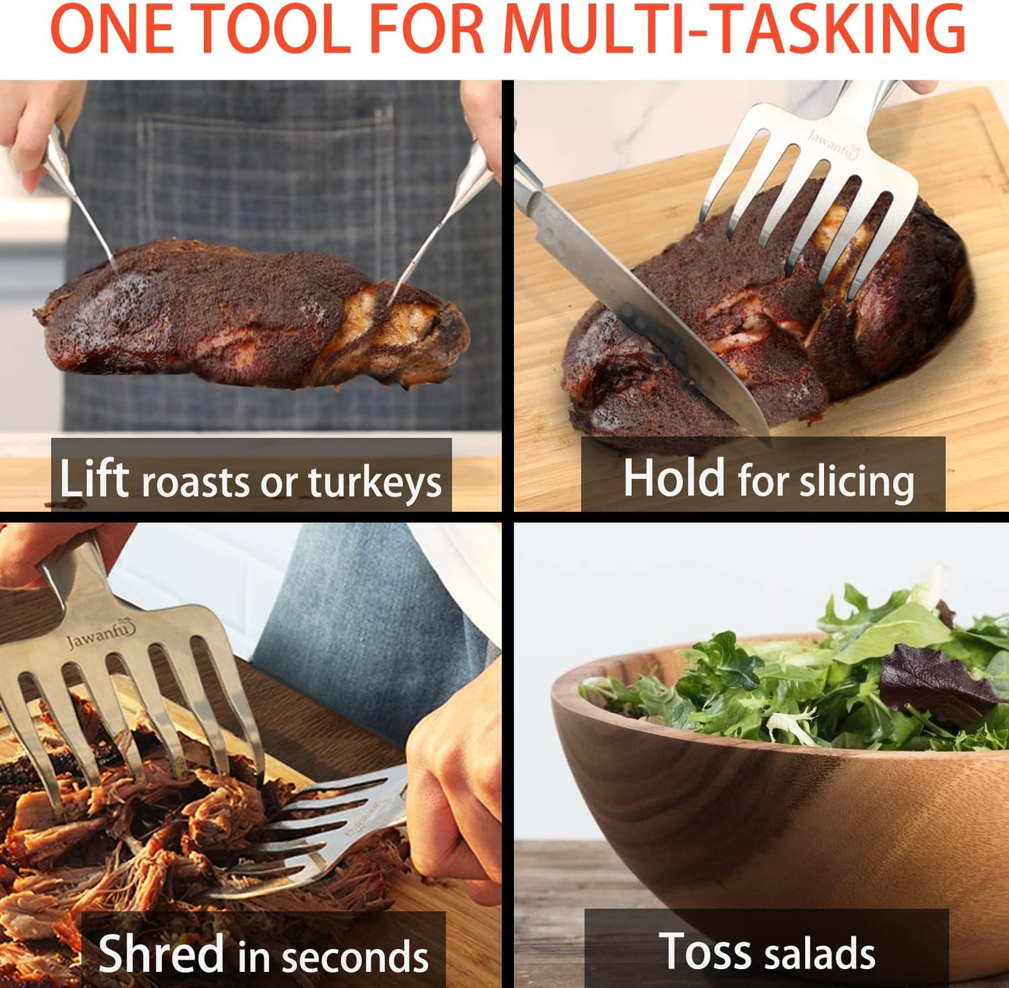 Meat Shredder Claws, 18/8 Stainless Steel Pulled Pork Tools for Shredding Meat, Effortlessly BBQ Tools For Handling, Shredding, Pulling Meat, Smoker Grilling Gifts, Pack of 2