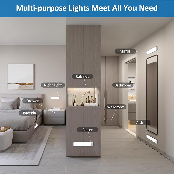 Motion Sensor Under Cabinet Lights, Magnetic Rechargeable Under Counter Closet - Image 5