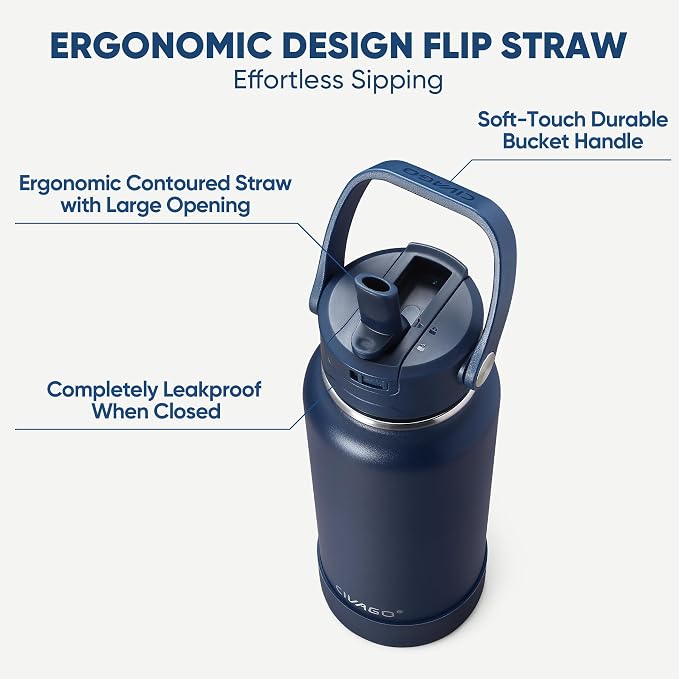 CIVAGO 64 oz Insulated Stainless Steel Water Bottle - Image 2