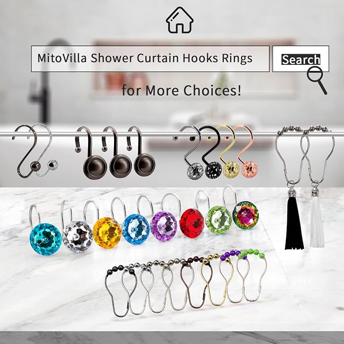 MitoVilla Teal Blue Shower Curtain Hooks Rings, Metal Shower Hooks - Image 7