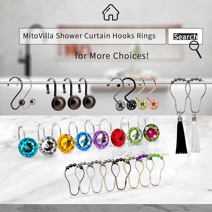 MitoVilla Yellow Shower Curtain Hooks Rings, Shower Rings - Image 7