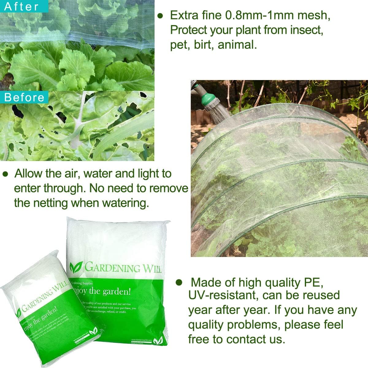 4Ft x 100Ft Mosquito Bug Insect Bird Fine Mesh Net Barrier Hunting Blind Garden Screen Netting for Protect Your Plant Fruits Flower