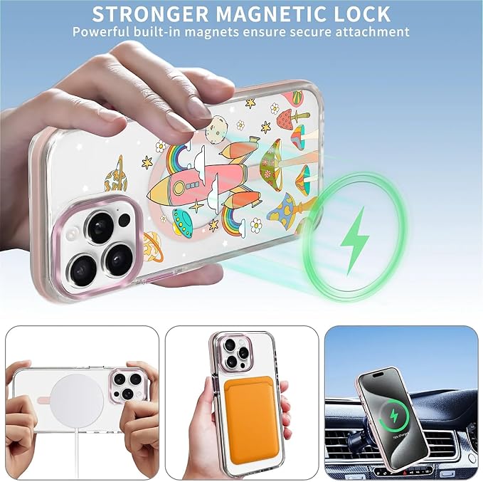 Case for iPhone 14 Pro, Spaceship Mushroom Phone Case Design，for Women Girls - Image 3