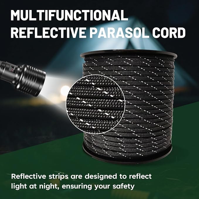 SDHUATUO Paracord Rope 100FT, 550lb Type III Nylon Parachute Cord 7-Strand Core - Image 4