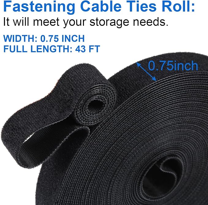 OneLeaf Fastening Cable Management Roll, 43ft x 3/4inch Cut to Length Straps - Image 4