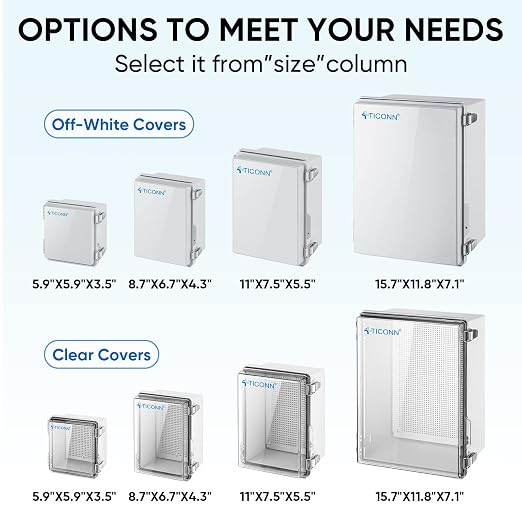 TICONN Waterproof Electrical Junction Box IP67 ABS Plastic Enclosure - Image 3