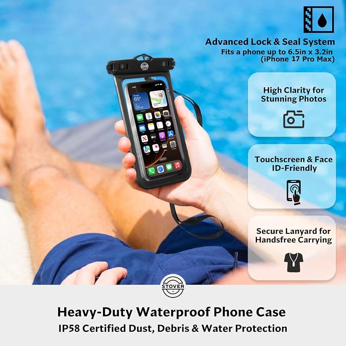 STOVER 5/10/25/30/40/55L Waterproof Dry Bag- Roll-Top Backpack w/Phone Case- - Image 8