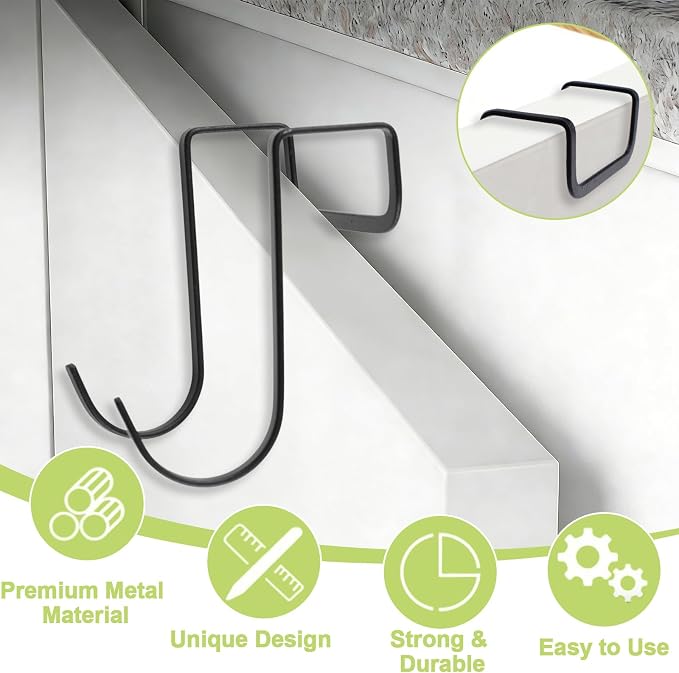 12Pcs Over Cabinet Double Hooks, Stainless Steel Over Cupboard Door Towel - Image 3