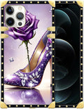 Compatible with iPhone 12 12 Pro Case, High Heeled Purple Diamond Rose Luxury by Unknown