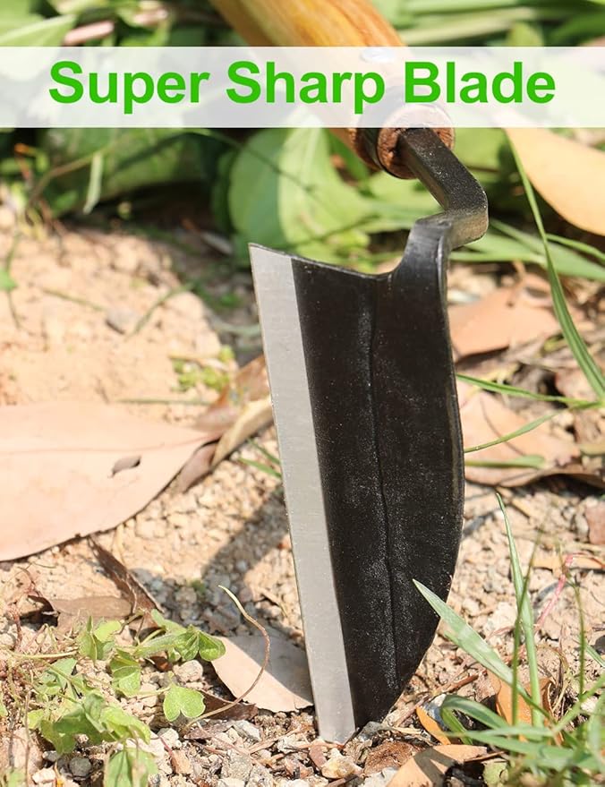 TOYPOPOR Japanese Weeding Sickle Hoe, Gardening Tools, Weed Remover, Hand Weed Cutter, Kama Twisted Scythe with High Carbon Steel Blade for Cutting Grass, Soil loosening, harvesting, Digging