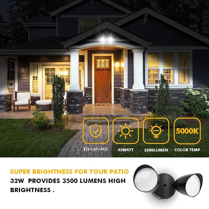 LUTEC 6222B 3500 Lumen 32 Watt 28 LED Dual-Head Floodlight Outdoor, Full Metal - Image 3
