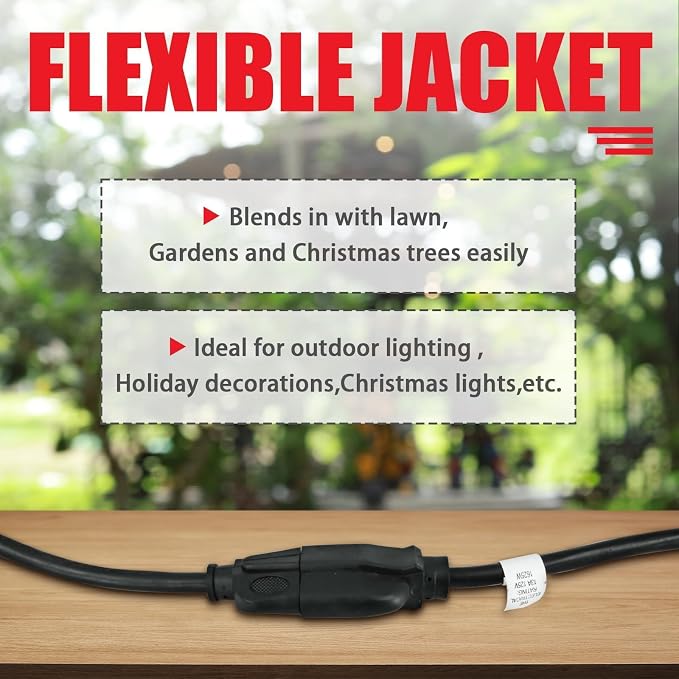 EP 2 Pack 10FT Black Outdoor Extension Cord, 16/3 SJTW Heavy Duty Waterproof - Image 4