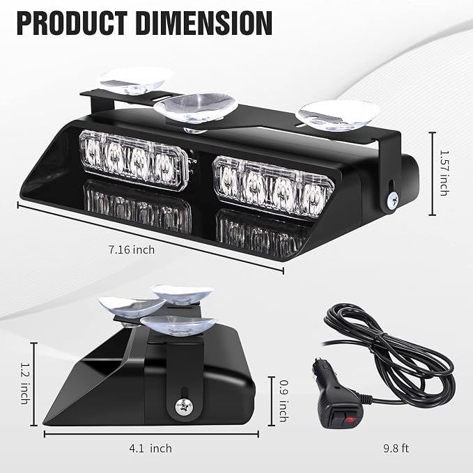 XRIDONSEN 2 in 1 Green Emergency Lights Dash Strobe Lights Interior Windshield - Image 6