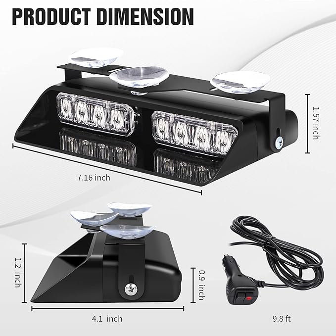 XRIDONSEN 2 in 1 Red Emergency Dash Lights Warning Safety Flashing Interior - Image 6
