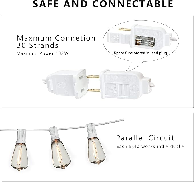 DAMAING Outdoor String Lights 50FT Waterproof, LED Patio Lights Dimmable - Image 5