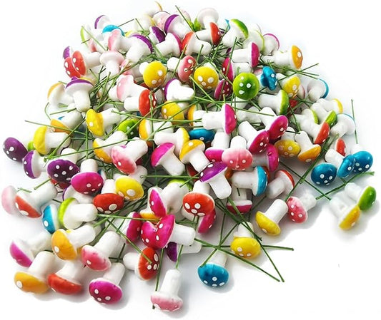 NSBELL 240PCS Fairy Garden Mushroom Mini Tiny Foam Mushroom Miniature Colorful Mushroom Artificial Fairy Garden Ornament for Flower Pot Micro Landscape Decoration