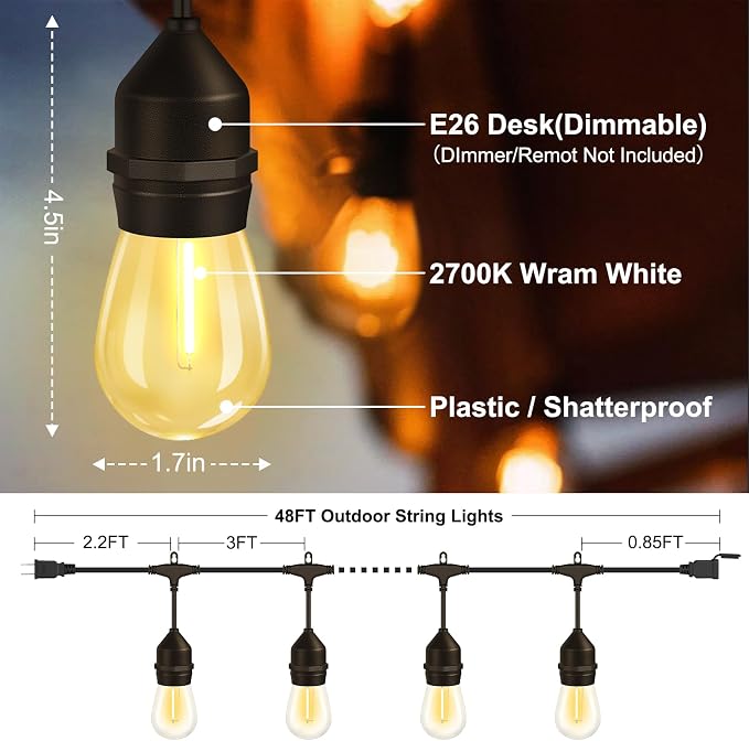 50FT LED Outdoor String Lights - Image 6