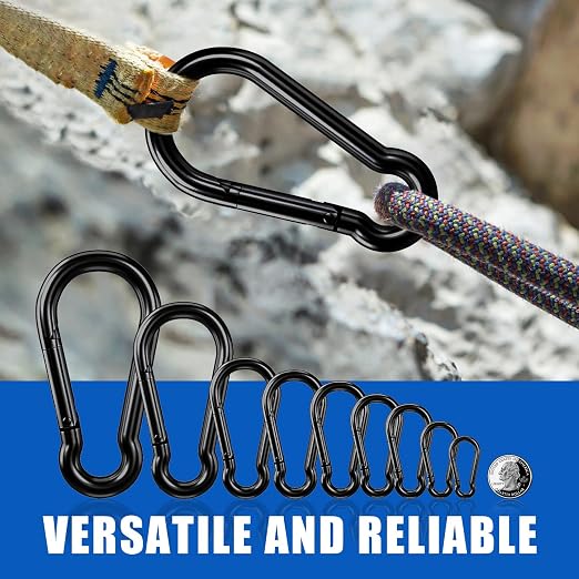 Large Carabiner Clip Hook, 5.5 inch 2 pcs Black Heavy Duty Spring Snap Hook Key - Image 7