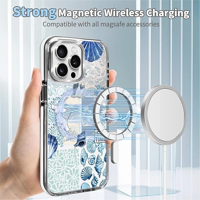 Case for iPhone 13 Pro Max, Sea Life Ocean Waves Seashell Collage Phone Case - Image 4