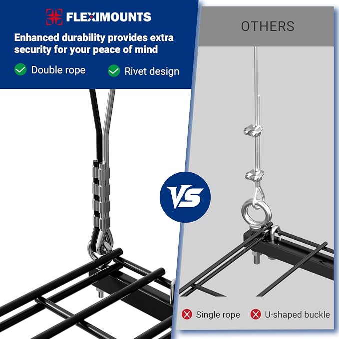 FLEXIMOUNTS GL1 Overhead Garage Lifting Storage Rack, 4x4 Ft Heavy-Duty Metal - Image 7