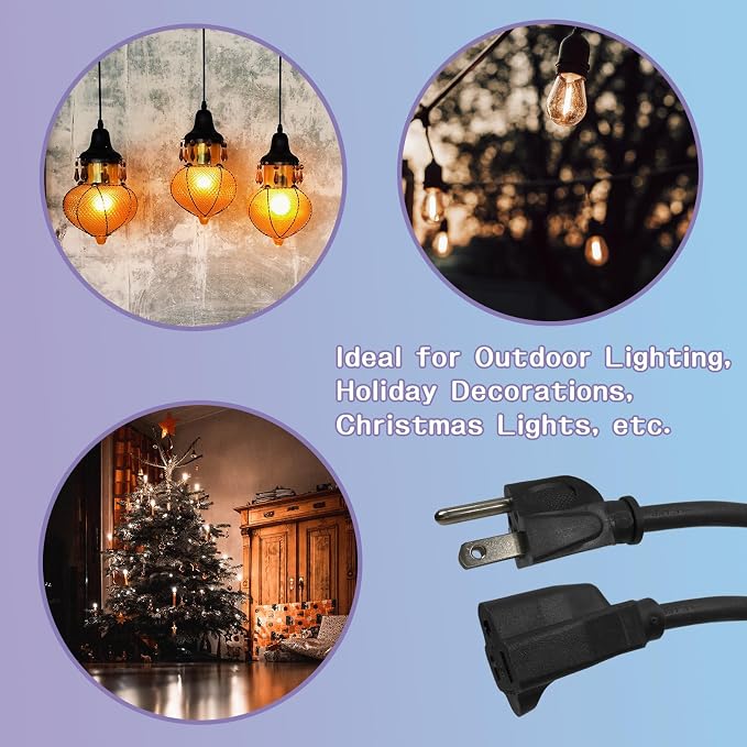 Indoor Outdoor Extension Cord 25 FT, 16/3 SJTW Weatherproof Black Electrical - Image 7