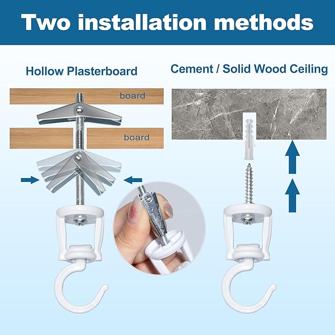 Ceiling Hooks for Hanging Plants (4 PCS White),Heavy Duty Metal Plant Hooks, Screw in Hooks for Hanging Birdfeeders, Lamps, Planters, Outdoor Decorative Hooks up to 33 lbs