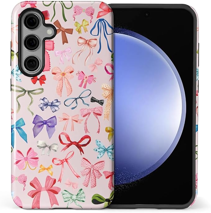 for Samsung Galaxy S24 Plus Case, HL2 Aesthetic Color Bow Tie Hybrid 2 Layer by Unknown