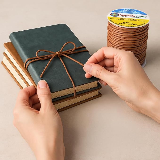 Mandala Crafts Round Genuine Burgundy Leather Cord - Image 7