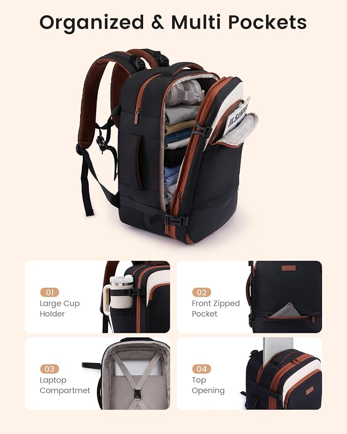 LOVEVOOK Travel Backpack for Women, 45L Expandable Large Carry On Backpack - Image 4