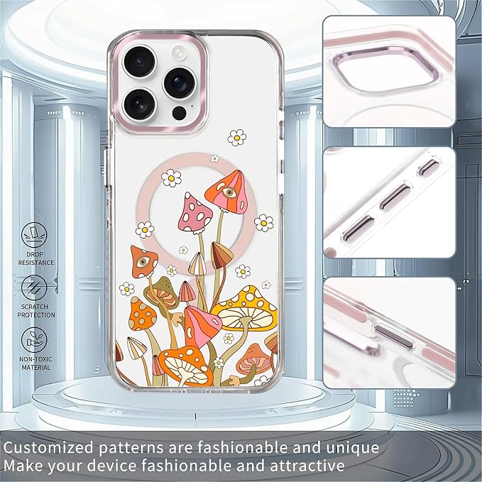 Case for iPhone 14 Pro Max, Retro Mushroom Sunflower Phone Case Design，for - Image 2