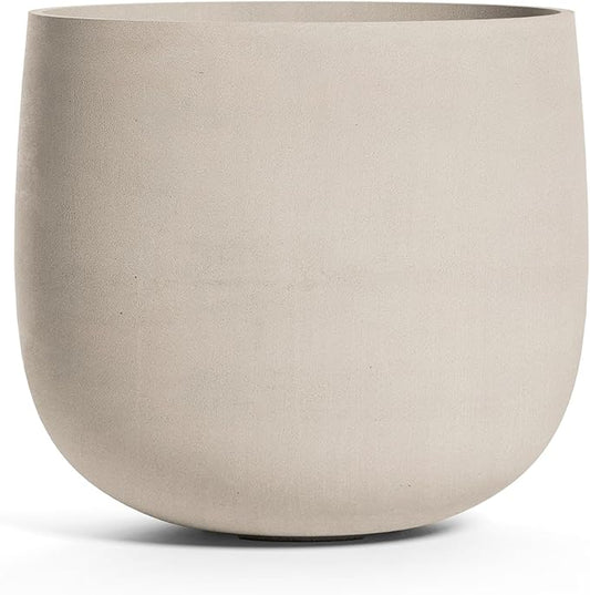 Mondo Large Planter – Sand Stone Finish – Fiberglass Indoor/Outdoor and Weather-Resistant Round Planter (39.4" D x 40" H Exterior, 37.8" D x 39.4" H Interior)