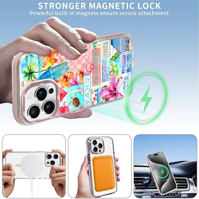 Case for iPhone 15 Pro, Coastal Beach Cover Coquette Collage Phone Case - Image 3