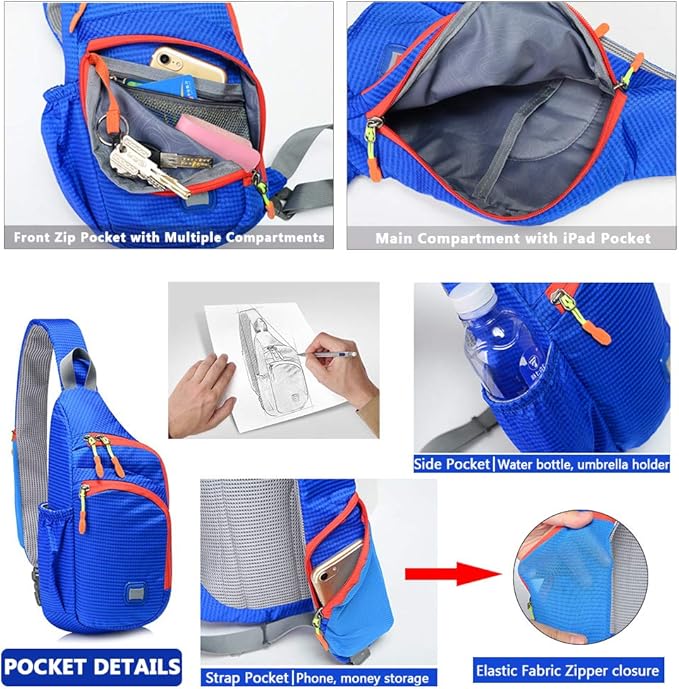 Peicees Small Sling Backpack Waterproof Unisex Shoulder Bag Chest Crossbody - Image 5