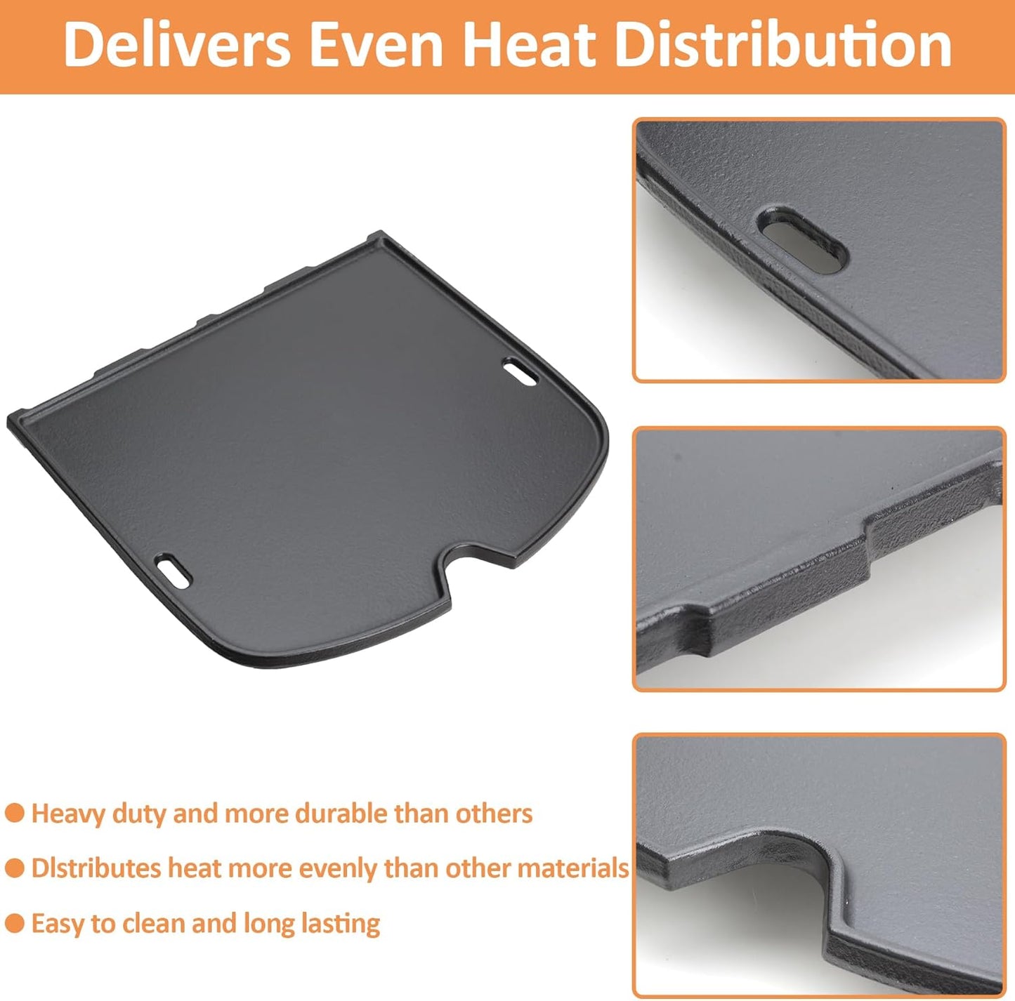 7034 Cast Iron Griddle for Weber 9010001 Traveler Portable Gas Grill, Replacement for Weber9010001, 9013001, 9020001 Gas Grill Accessories, Compatible with Weber Traveler Griddle Part