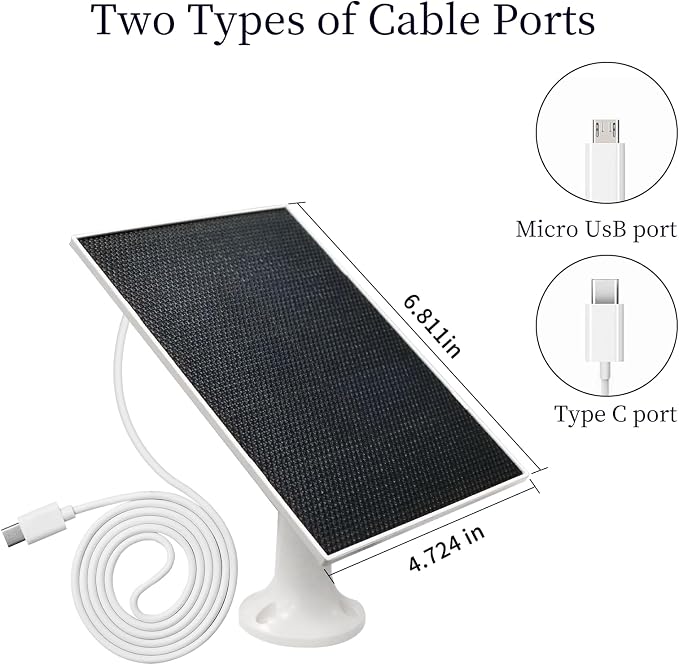 4W Solar Panel for Security Camera, Type C&Micro Solar Panel Charger for - Image 2