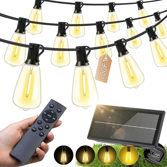 Solar Lights Outdoor Waterproof: ST38 100FT 30M Shatterproof Bulbs Patio Lights by Unknown