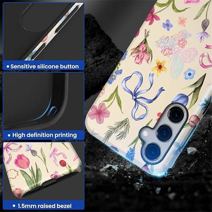for Samsung Galaxy S23 FE Case, HL2 Aesthetic Flower Preppy Collage Hybrid 2 - Image 3