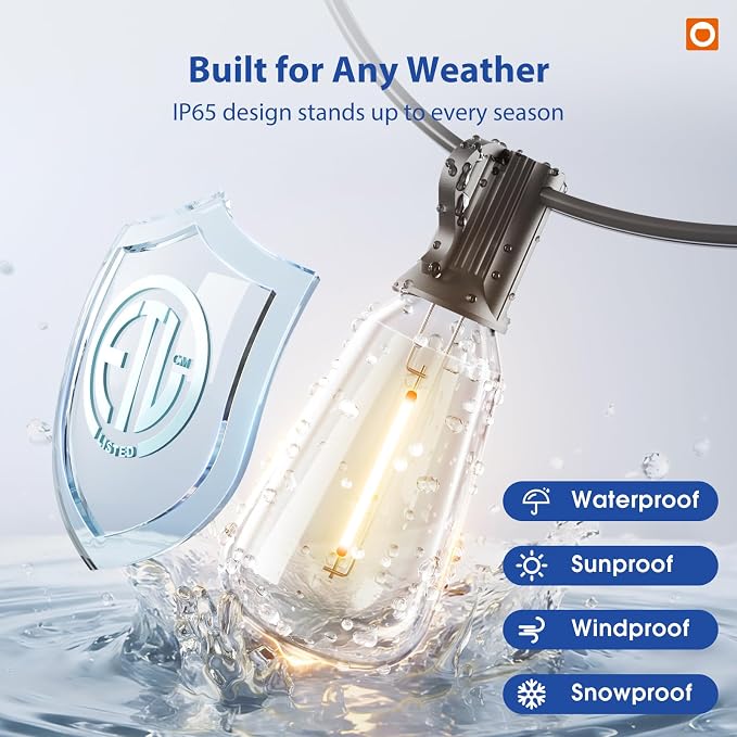 addlon 100FT LED Outdoor String Lights - Image 4