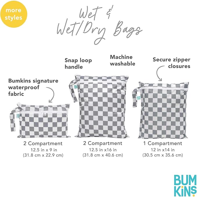 Bumkins - Waterproof Wet Bag - For Baby, Swim Suit, Cloth Diapers, Pump Parts - Image 6