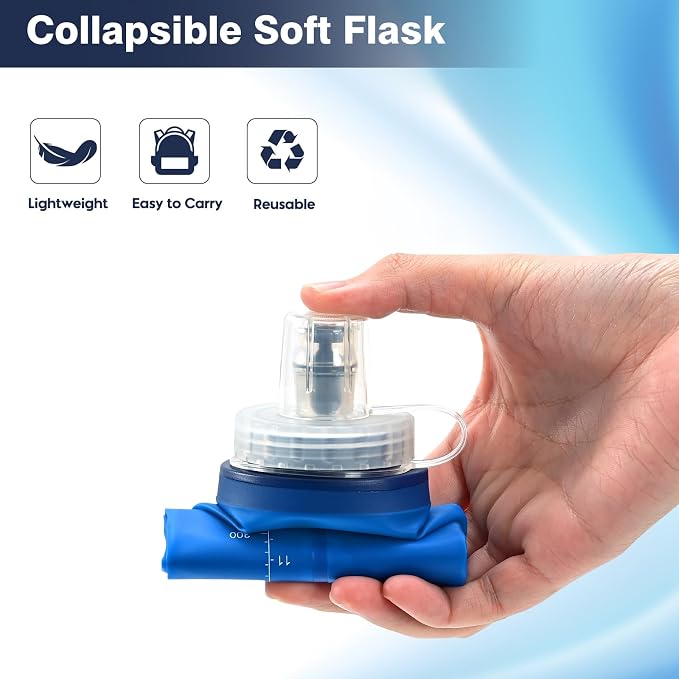 SLUXKE Soft Flask 2 Pack with Dust Cap, 17oz/500ml Flexible TPU Soft Water - Image 5
