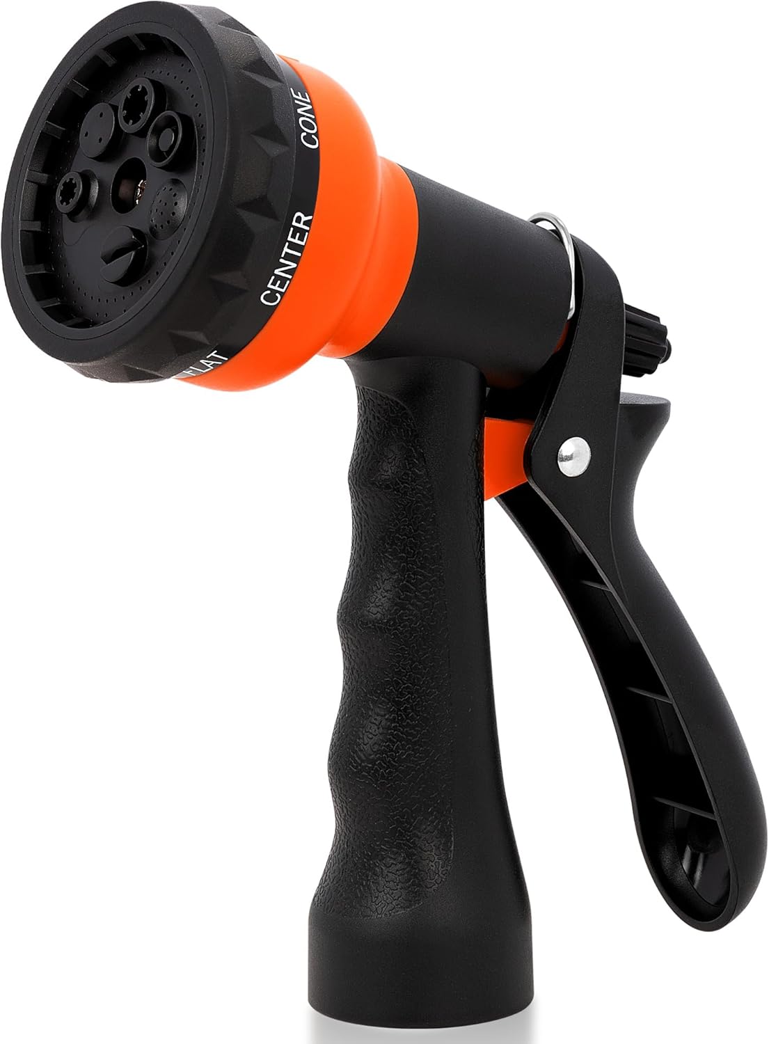 NEXCOVER Garden Hose Nozzle Sprayer - 7 Adjustable Watering Patterns Nozzle for Water Hose, Non-Slip Garden Spray Nozzle for Car Washing, Watering Plants, Pets Showering, Lawns Cleaning, Orange