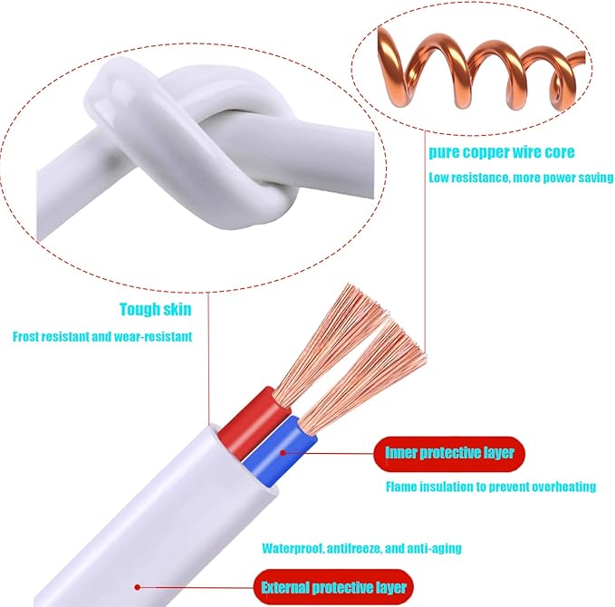Brown Extension Cord 10FT Flat Extension Cord - Image 4