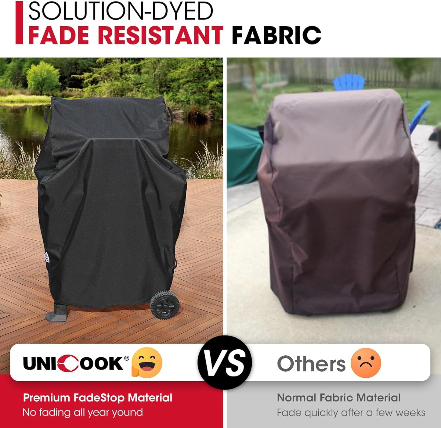 Unicook 32 Inch Small Grill Cover, Heavy Duty Waterproof 2 Burner Gas BBQ Cover, Compatible with Weber Char-Broil Nexgrill KitchenAid Grills with Both Side Tables Down, All Weather Protection