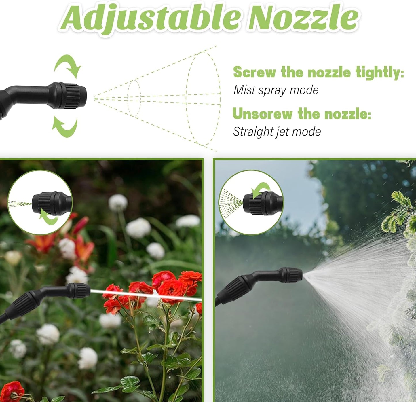 Battery Powered Garden Sprayer, 1.35 Gallon Electric Sprayer with USB Rechargeable Handle, 3 Mist Nozzles, Retractable Wand, Battery Pump Sprayers with Adjustable Shoulder Strap for Lawn and Yard