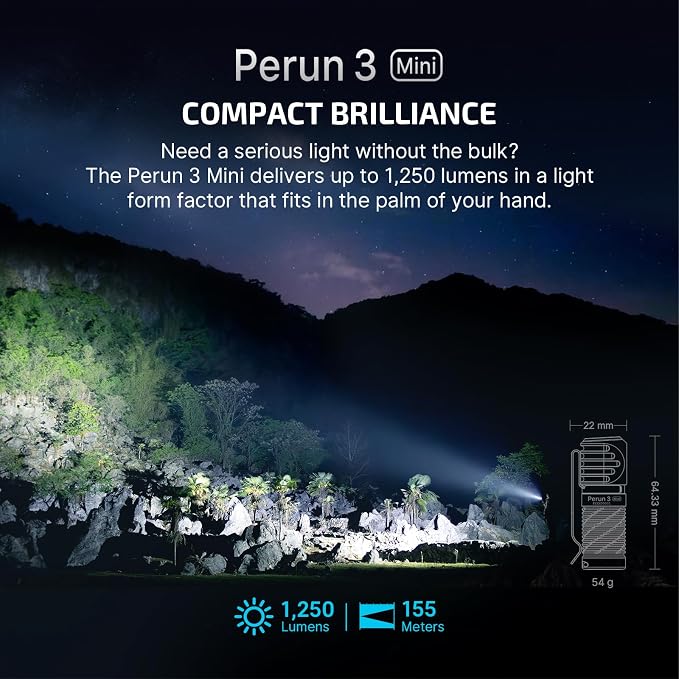 OLIGHT Perun 3 Mini Headlamp 1250 Lumens LED Head Flashlight, Rechargeable - Image 2