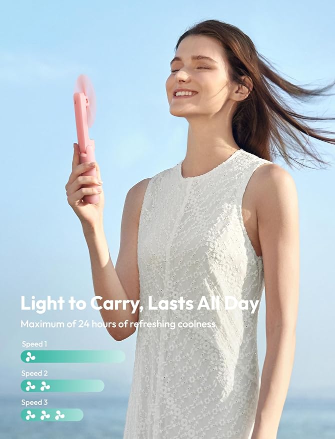 Aecooly Slim Handheld Fan, Mini Thin Portable Fan, Small Rechargeable Pocket - Image 4